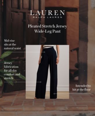 Women's Pleated Stretch Jersey Wide-Leg Pants, Regular & Petite