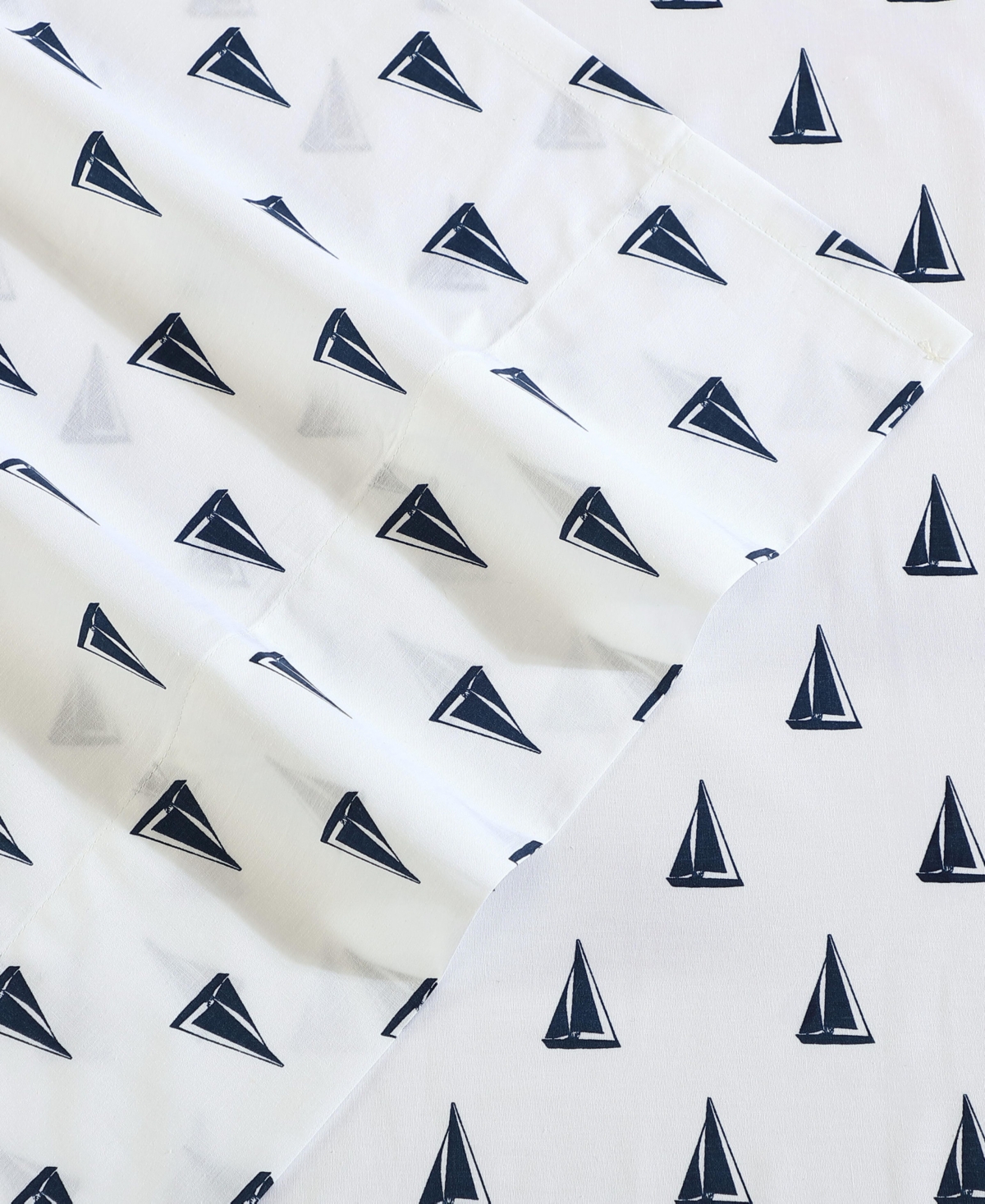 Nautica Cotton Percale 3-piece Sheet Set, Twin In Windtale Boat Blue