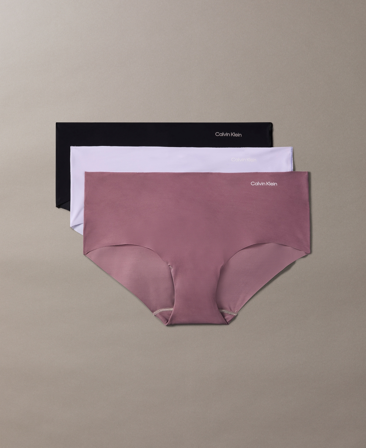 Calvin Klein Women's Invisibles 3-pack Hipster In Black,cinder,lilac Quartz