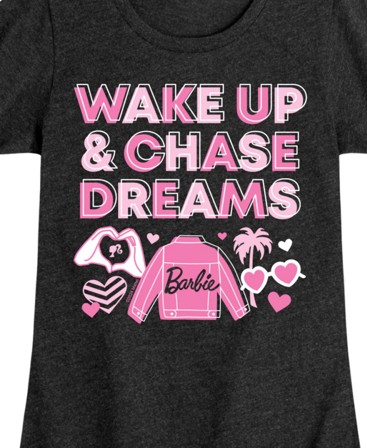 BARBIE BIG GIRLS WAKE UP CHASE DREAMS GRAPHIC SHORT SLEEVE T-SHIRT 