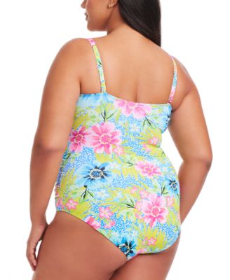 Plus Size Lets Get Away Shirred Swimsuit