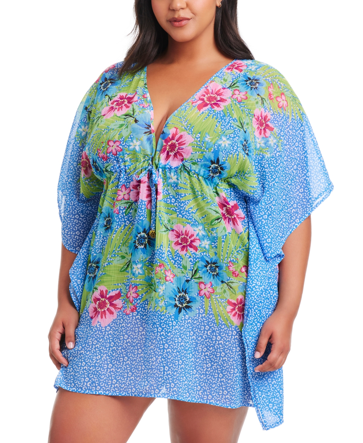 Bleu By Rod Beattie Plus Size Lets Get Away Drawstring Caftan In Multi