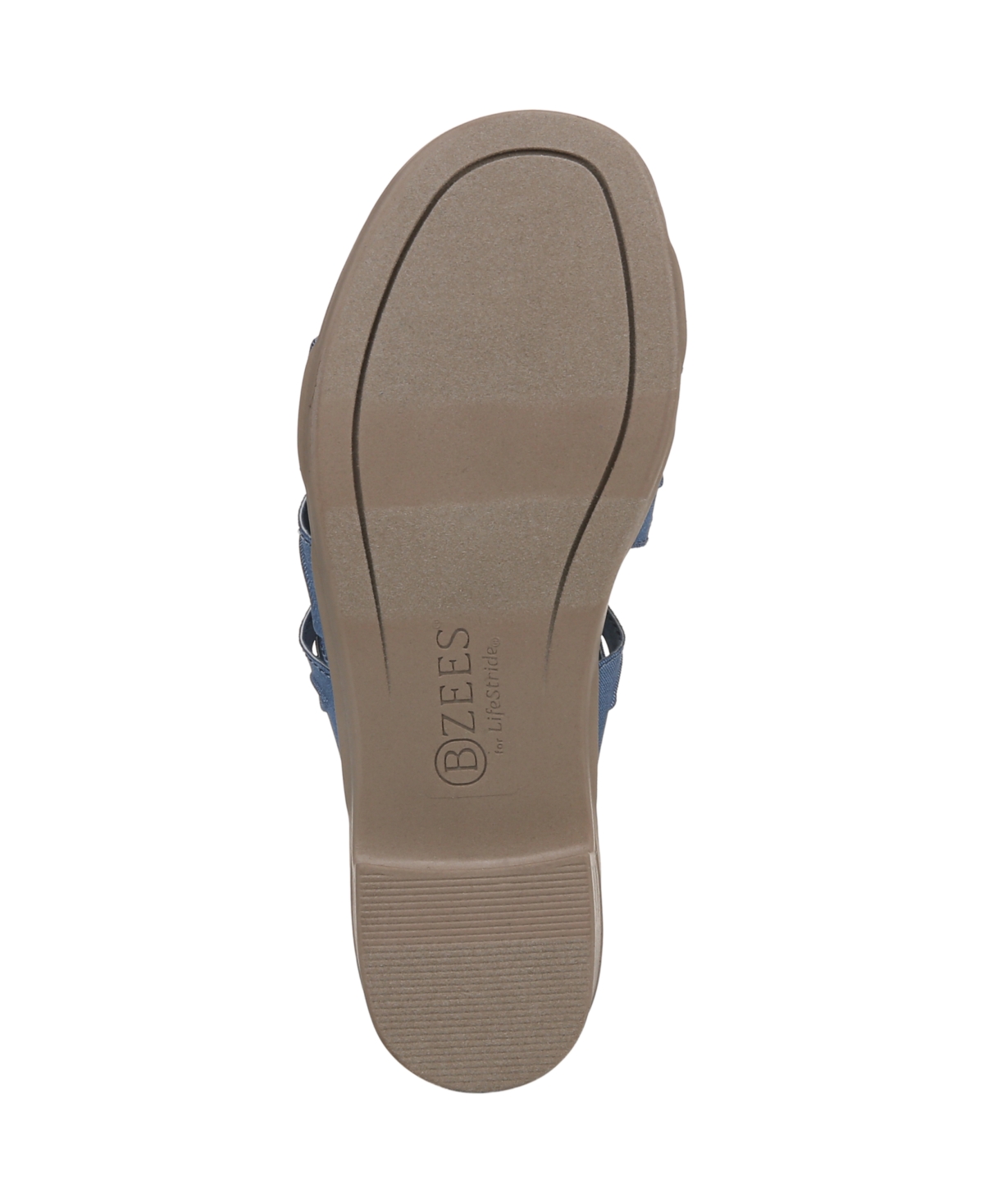 Bzees Women's Poppy Washable Block Heel Slide Sandals In Elemental Blue Shimmer Fabric
