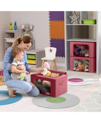 6 Pack Medium Foldable Storage Box - Metal Frame, Oxford Fabric, Large Window & Handles - Organization for Bedroom, Linens & Clothes