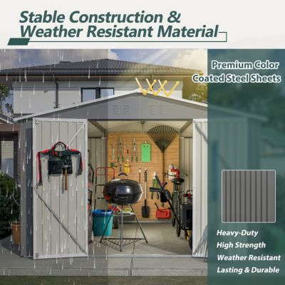 10x10 Metal Storage Shed with Enhanced Frame and Doors