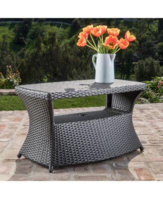Streamdale All-in-One Outdoor Side Table with Umbrella Hole and Storage Shelf