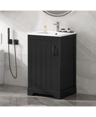 Streamdale 20" Bathroom Vanity with Sink, Bathroom Cabinet with Soft Closing Door, Storage Rack and Adjustable Shelve, Black