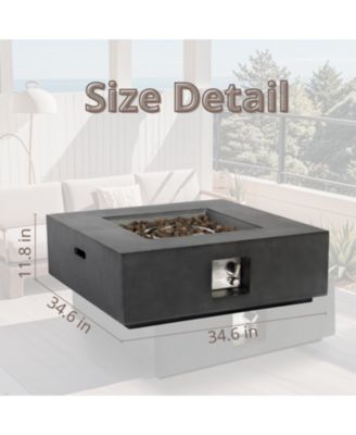 Streamdale Outdoor Fire Pit Table, 35" Square Stone, 50,000 BTU Burner, Free Lava Rocks and Cover