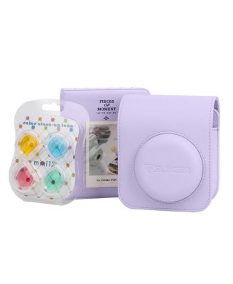 Instax Mini 12 Instant Film Camera, Clay White Bundle with Instax Mini Custom Case, Accessory Kit and Daylight Film