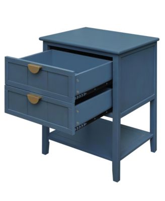 2 Pc. Modern Upholstered 3-Tier Storage Nightstand Side Table