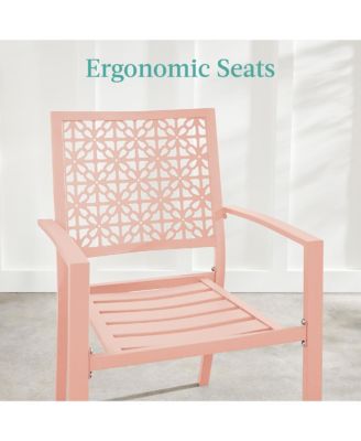 3-Piece Stackable Patio Bistro Set, Outdoor Chat Furniture w/ 2 Chairs, Table