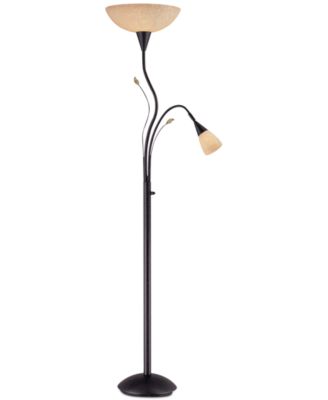 Lite Source - Nevio Metal Torchiere Floor Lamp with Reading Light