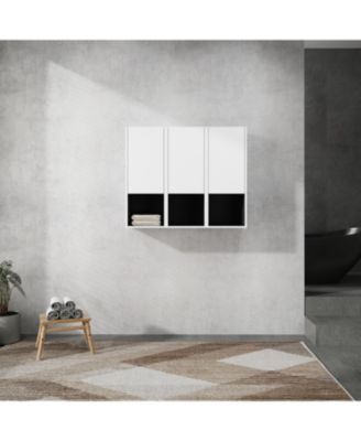 12" Bathroom Side Cabinet,3-Soft Close Doors,Float Mounting Design,123(KD-Packing)