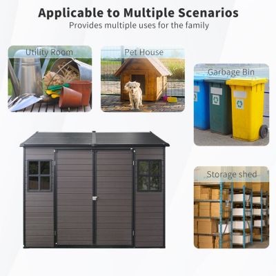 Streamdale 8x6ft Waterproof Resin Storage Shed with Floor, Windows, Lockable Door