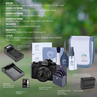 Z f Mirrorless Camera with NIKKOR Z 40mm f/2 SE Lens, Bundle with 64GB SDXC Memory Card, EN-EL15c Lithium-Ion Battery and 40.5mm Filter Kit