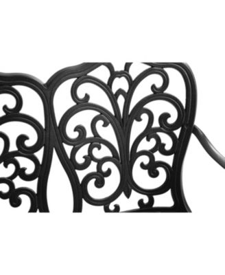 Streamdale Patio Garden Bench Metal Park Bench Cast Aluminum Outdoor Furniture with Floral Rose for Patio,Park,Lawn,Yard Black