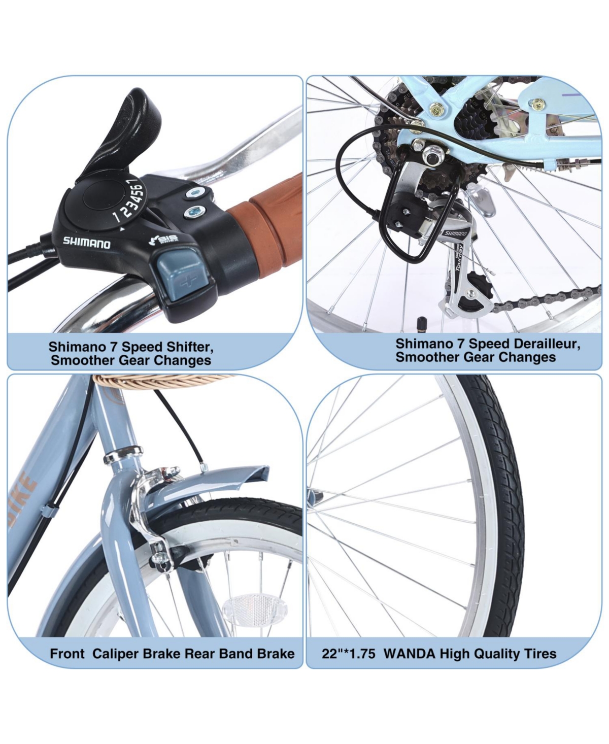 Streamdale 7 Speed City Bike With Basket, Steel Frame,Multiple Colors Inch Girls Bicycle