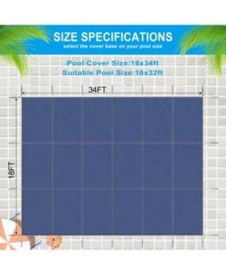 16x32ft Inground Pool Safety Cover, Mesh Triple Stitched, Blue