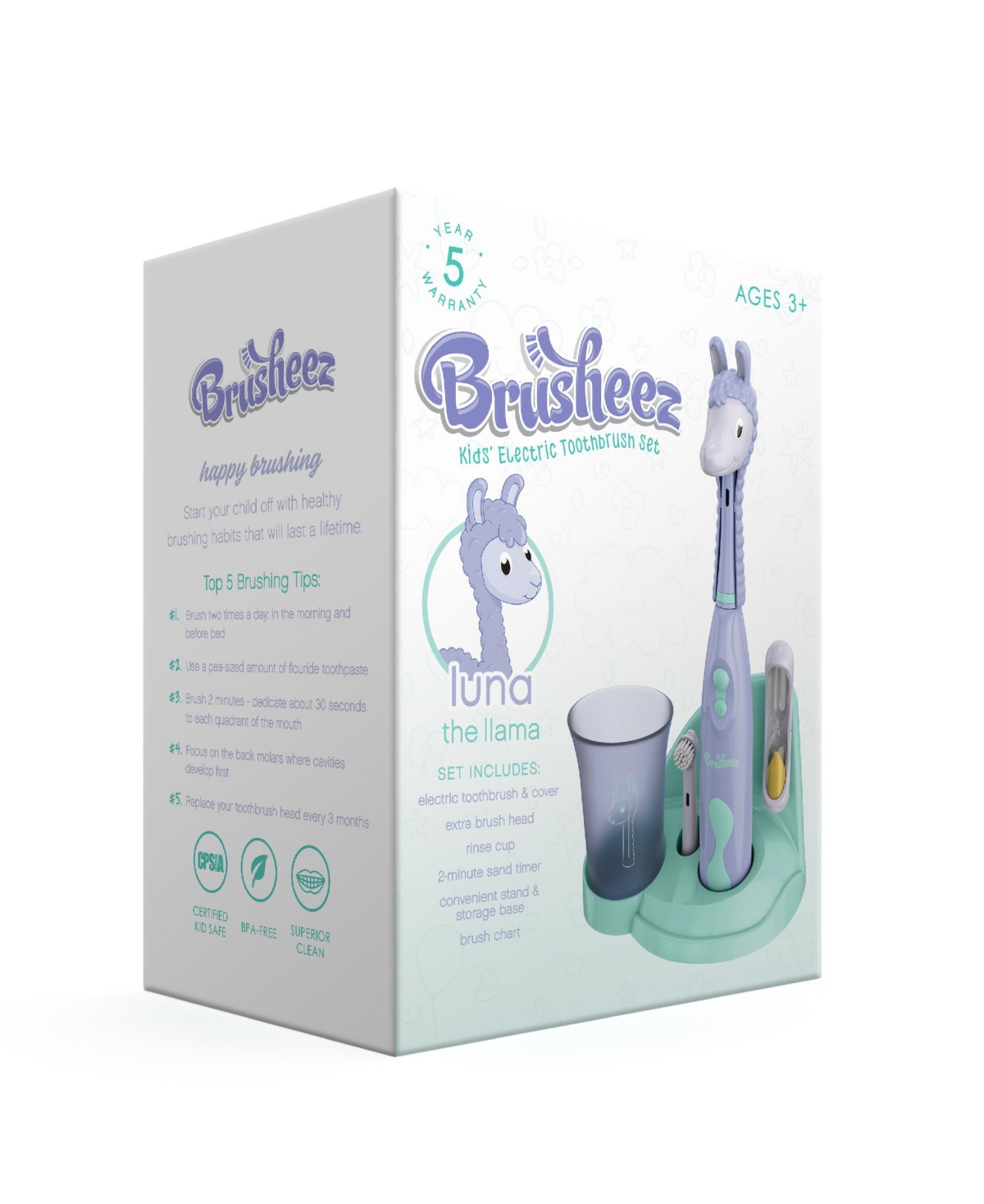 Brusheez Luna The Llama Kid's Electric Toothbrush Set In Multi-color