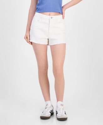Juniors' Lace-Trimmed Mom Shorts
