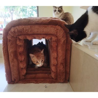 Streamdale Ottoman Storage Bench Pet Supplies Corduroy Bench Cat's nest to hide For the Living Room, Entryway and Bedroom, Brown