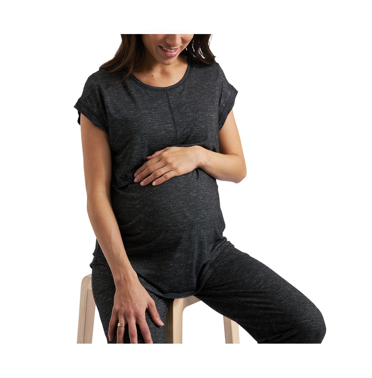 Maternity Ripe Dreamy Nursing Tee - Granite