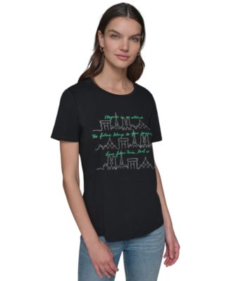 KARL LAGERFELD PARIS - Women's Rhinestone Paris Skyline Graphic T-Shirt