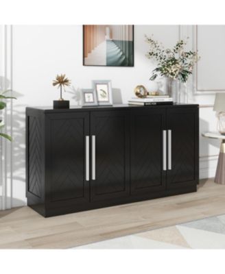 Black 4-Door Sideboard with Adjustable Shelves