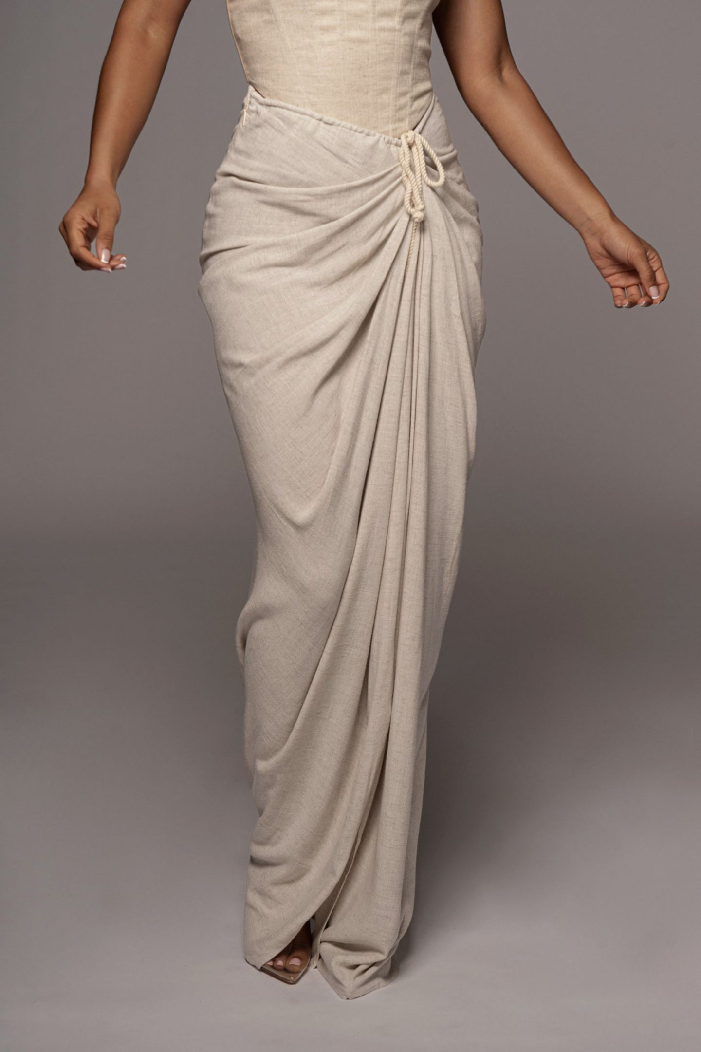 Женская юбка JLUXLABEL Noelia Linen Slit, цвет: Бежевый — фото 1