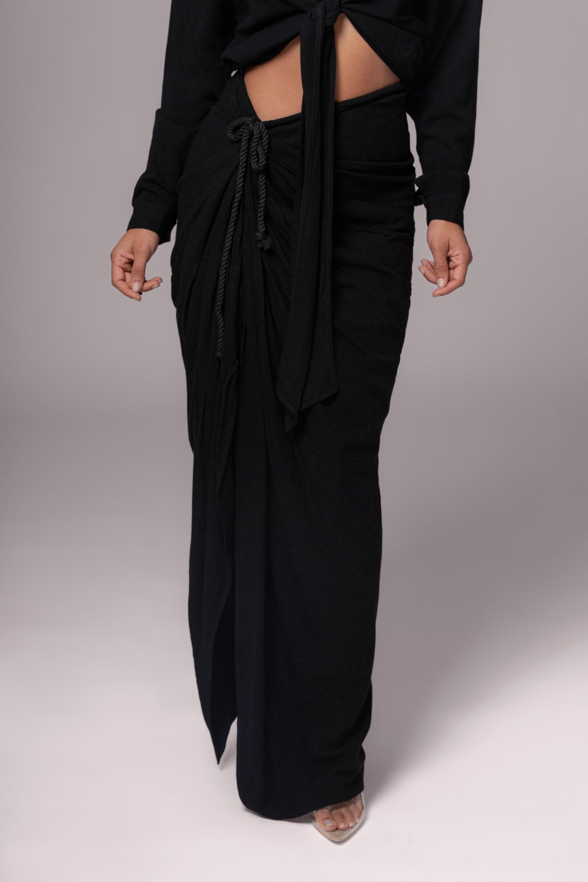 Women's Noelia Linen Slit Skirt - Black