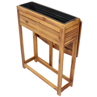 Acacia Wood Folding Table with Planter Box - 30.5" H