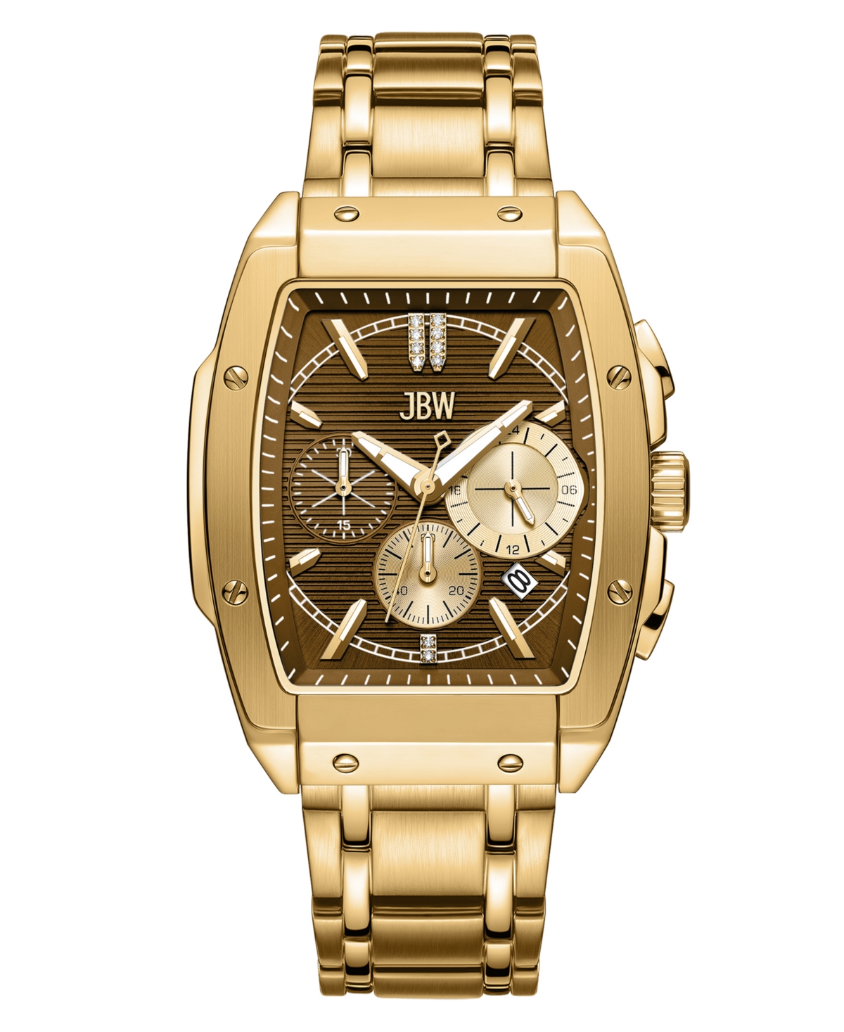 Men's Echelon Diamond Gold-Plated Stainless-Steel Watch - Gold, Brown