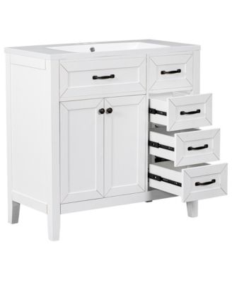 Streamdale 36" Bathroom Vanity with Sink Combo, White Bathroom Cabinet with Drawers, Solid Frame and MDF Board
