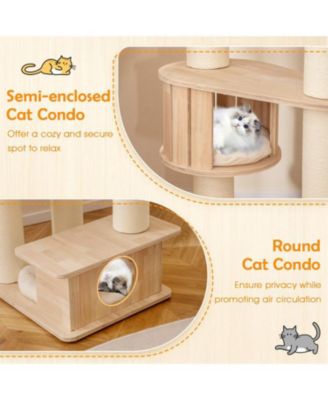 Tall Cat Tree with Cozy Top Perch & Washable Plush Cushions Comfortable & Stylish Cat Tower