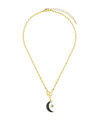 Lapis Stone Moon Star Pendant Necklace