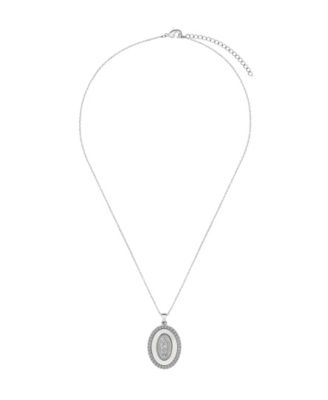 Cubic Zirconia Mother of Pearl Mary Pendant Necklace