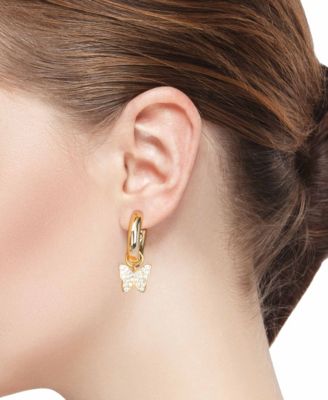 Cubic Zirconia Butterfly Charm Hoop Set