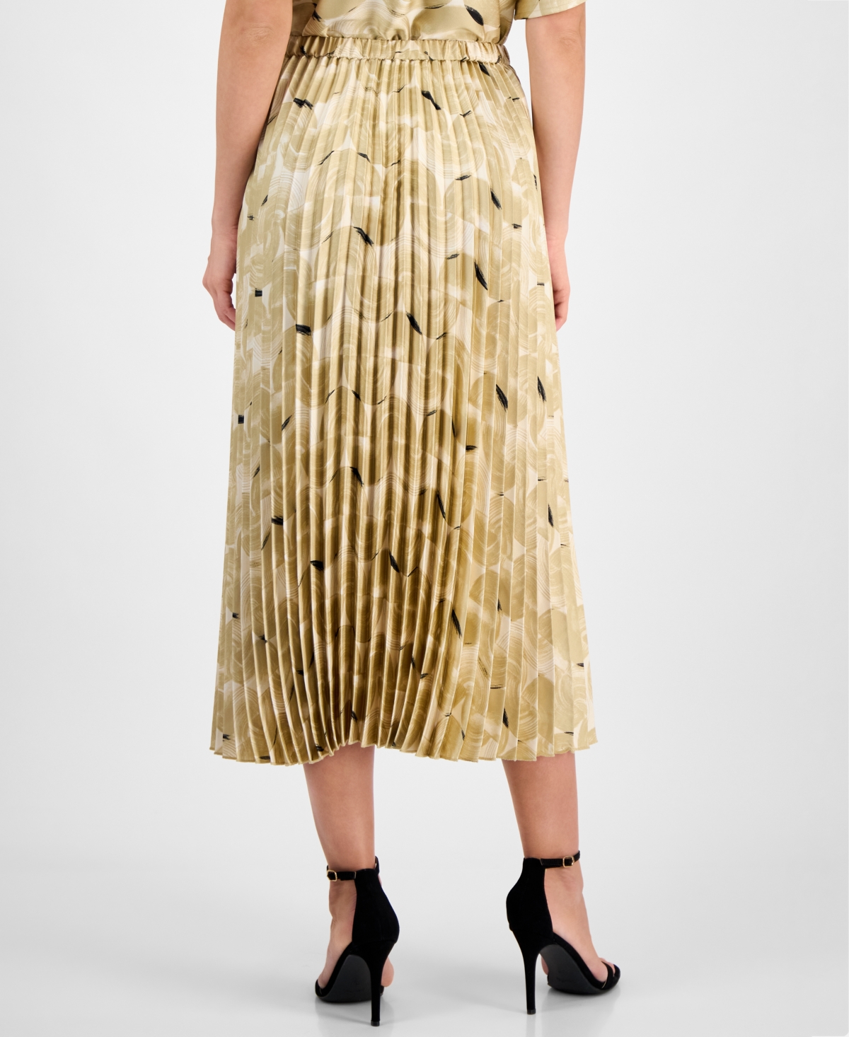 Shop Anne Klein Women's Printed Pleated Pull-on Midi Skirt