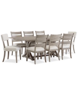 Sadie 9-Pc. Rectangular Dining Set (Table, 6 Ladder Back Chairs & 2 Upholstered Side Chairs), Created for Macy's