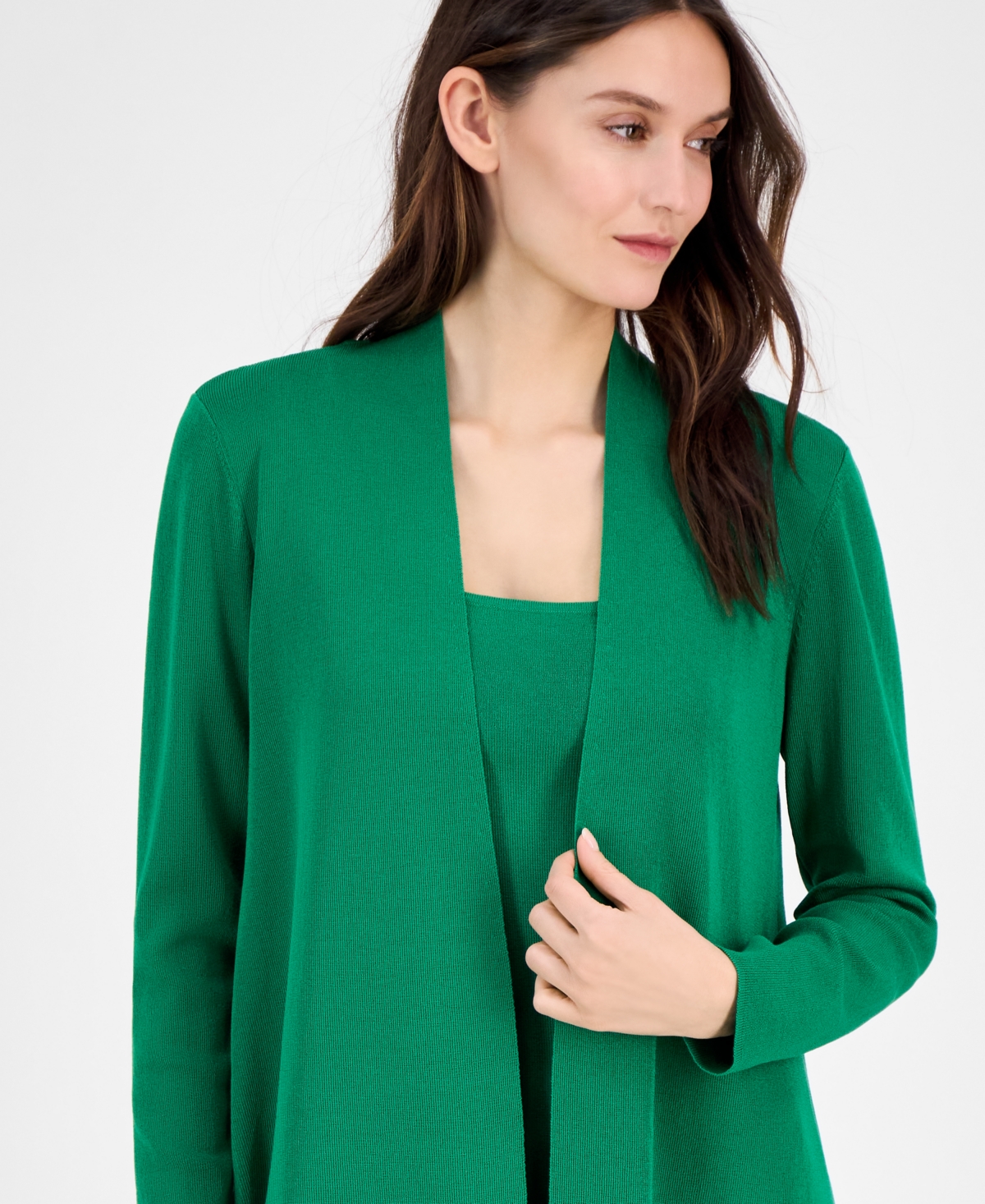 ANNE KLEIN WOMEN'S NAPA FINE RIB POCKET CARDIGAN 