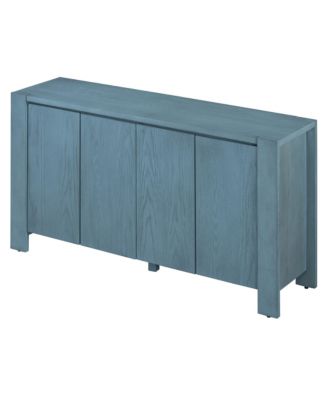 Streamdale Retro 4-door Sideboard with Distressed Finish and Adjustable Shelves for Dining Room, Kitchen, and Living Room (Navy)
