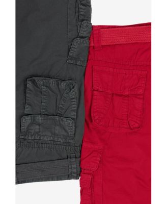 Big Boys 2 Pack Combo Belted Twill Cargo Shorts 8-18