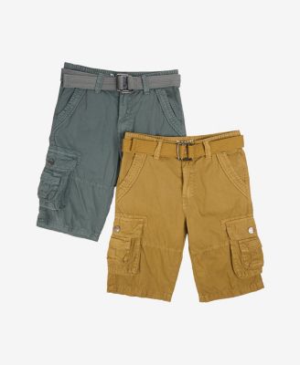 Boy's 2 Pack Combo Belted Twill Cargo Shorts