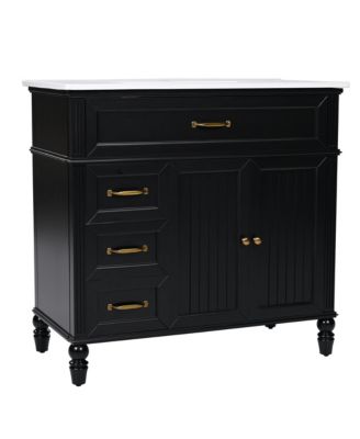 36" Solid Frame and MDF Board Bathroom Cabinet with Drawers Bathroom Vanity with Sink, One Package