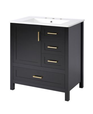 Streamdale 30" Black Bathroom Vanity with Soft-Close Storage