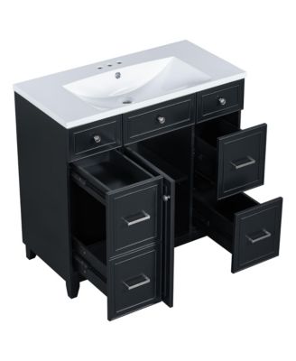 36" Vanity Set with Sink Black Shaker, Soft Close