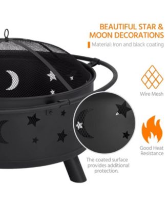 Streamdale Fire Pit 32 Inch Outdoor Wood Burning Firepit with Screen Patio round about the moon and stars