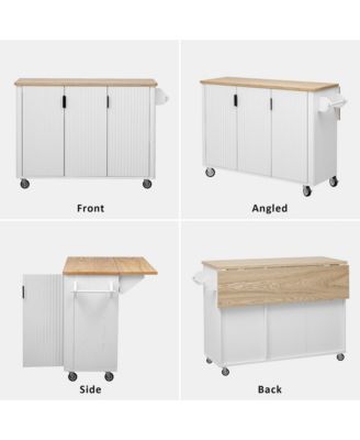 Farmhouse Kitchen Island on Wheels with Storage
