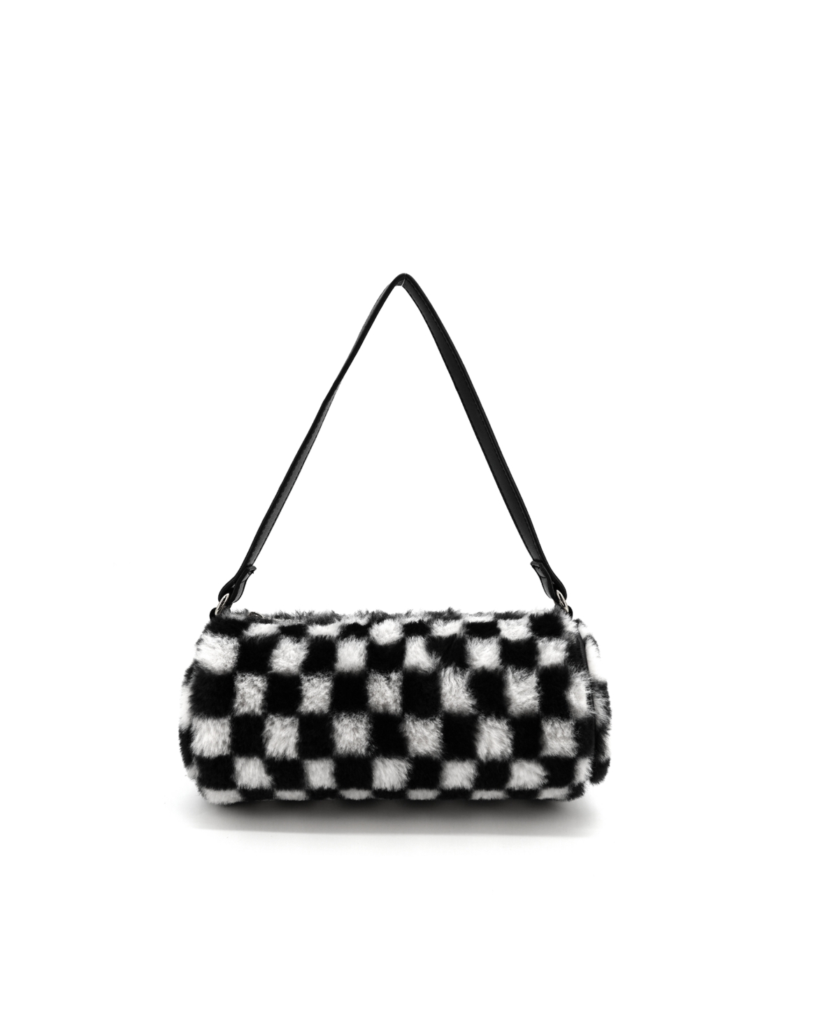 Jordan Checkered Faux Fur Small Shoulder Bag - Black, White