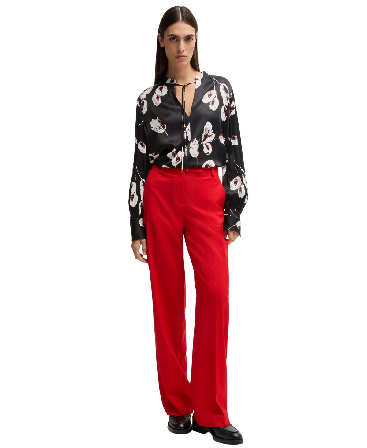 Hugo Boss Floral-print Blouse In Open Miscellaneous
